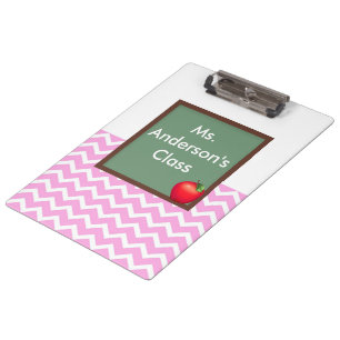 Teachers Pink Chevron Chalkboard Clipboard