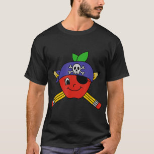 Teacher'S Pirate Apple With Crossed Pencils  T-Shirt