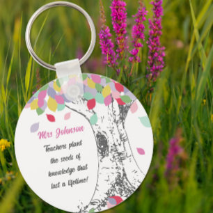 Teachers Plant the seed of knowledge rainbow tree Key Ring