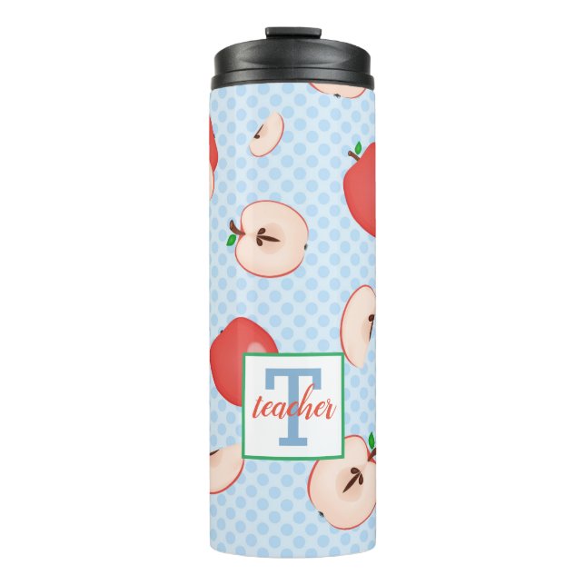 Teachers Polka Dots and Apples Thermal Tumbler (Front)