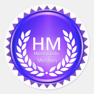 Teacher's Purple Honorable Mention Award Classic Round Sticker