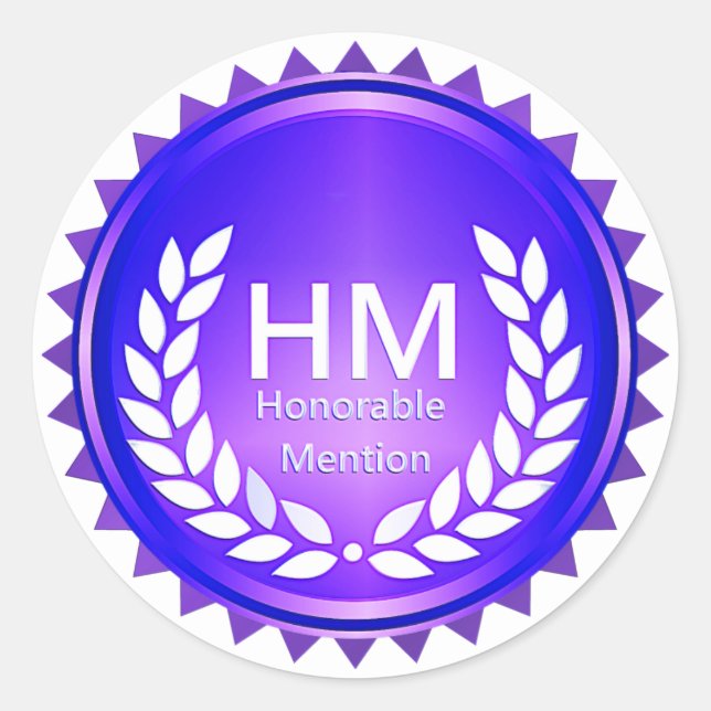 Teacher's Purple Honorable Mention Award Classic Round Sticker (Front)
