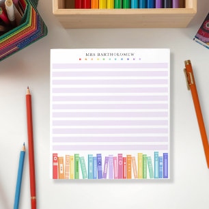 Teacher's Rainbow Colors Books Custom  Notepad