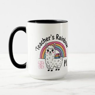 "Teacher's Rainbow" Mug – Cute Llama, Books & Rain