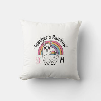 "Teacher's Rainbow" Throw Pillow – Cute Llama, Rai