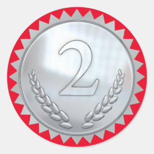 Teacher's Red and Silver 2nd Place Award Classic Round Sticker