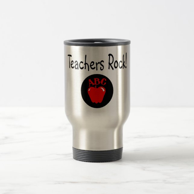 Teachers Rock Apple Travel Mug (Center)