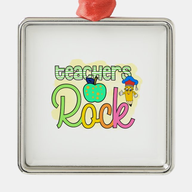 Teachers Rock Metal Tree Decoration (Front)