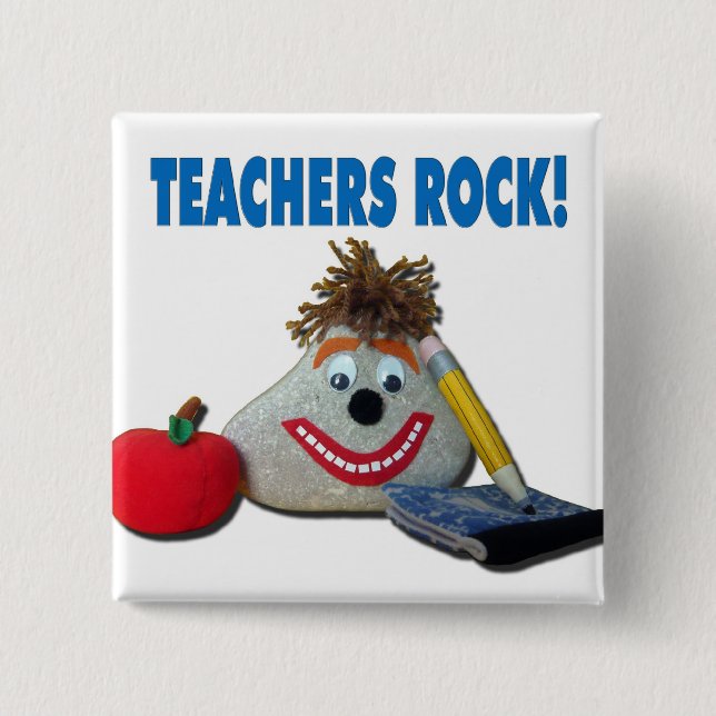 Teachers Rock! White Button (Front)