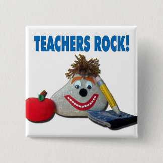 Teachers Rock! White Button