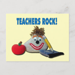 Teachers Rock! Yellow Postcard