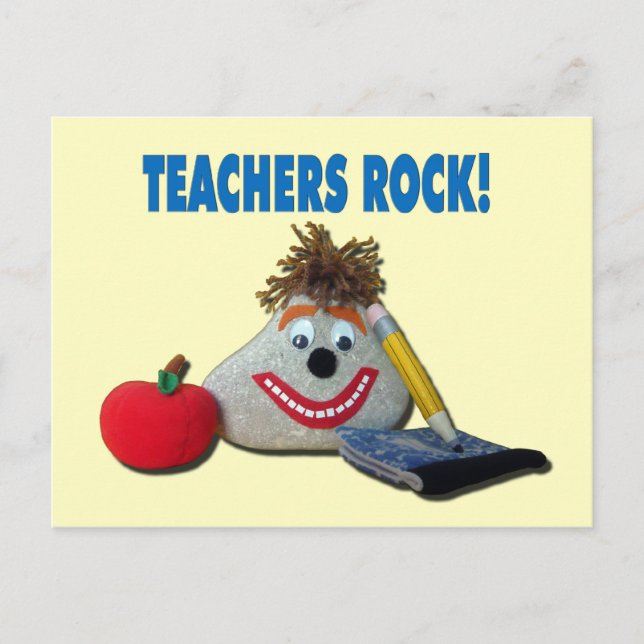 Teachers Rock! Yellow Postcard (Front)