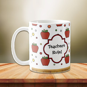 Teachers Rule Apple Pattern Personalised Coffee Mug