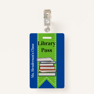 Teachers School Library Hall Pass Badge ID Badge