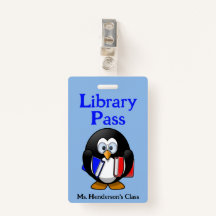 Teachers School Library Hall Pass Badge