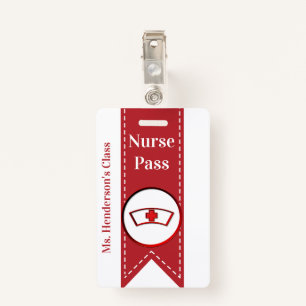 Teachers School Nurse Hall Pass Badge ID Badge