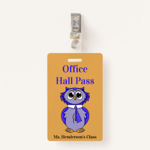 Teachers School Office Hall Pass Badge ID Badge