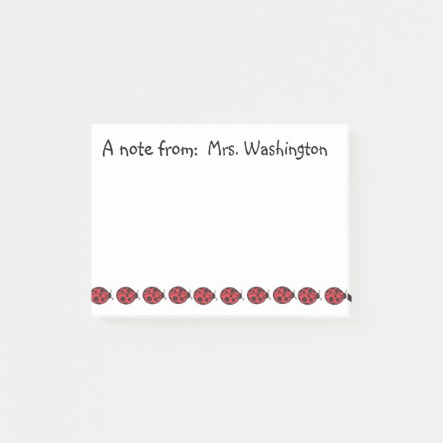 Teacher's School Red Ladybug Post It Notes Gift (Front)