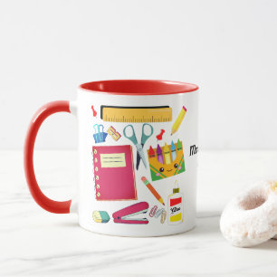 Teacher's School Supplies Red Mug
