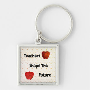 Teachers Shape the Future Mosaic Red Apples Key Ring