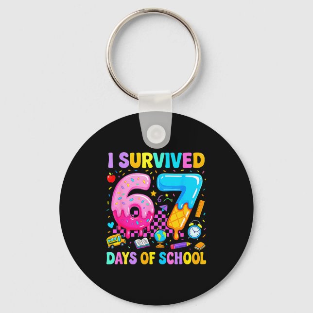 Teachers Students 67 Days Of School Funny Meme Six Key Ring (Front)