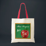 Teachers Students A  Red Apple Green Chalkboard Tote Bag<br><div class="desc">This is an Original KLN – “A for Apple” School Design… Featuring painted images of a green chalkboard and shiny red apple… the perfect schoolroom themed gift. Treat yourself to one of these charming gifts, or purchase it for that special teacher in your life. Be sure to come back soon,...</div>