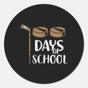 Teachers Students Fun 100th Day Of School Hockey Classic Round Sticker
