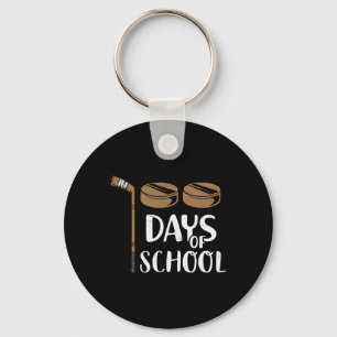 Teachers Students Fun 100th Day Of School Hockey Key Ring