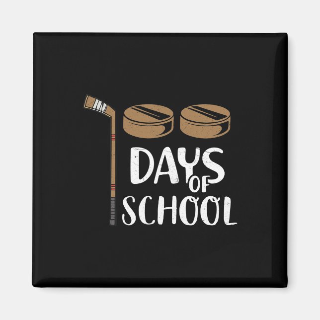 Teachers Students Fun 100th Day Of School Hockey  Magnet (Front)