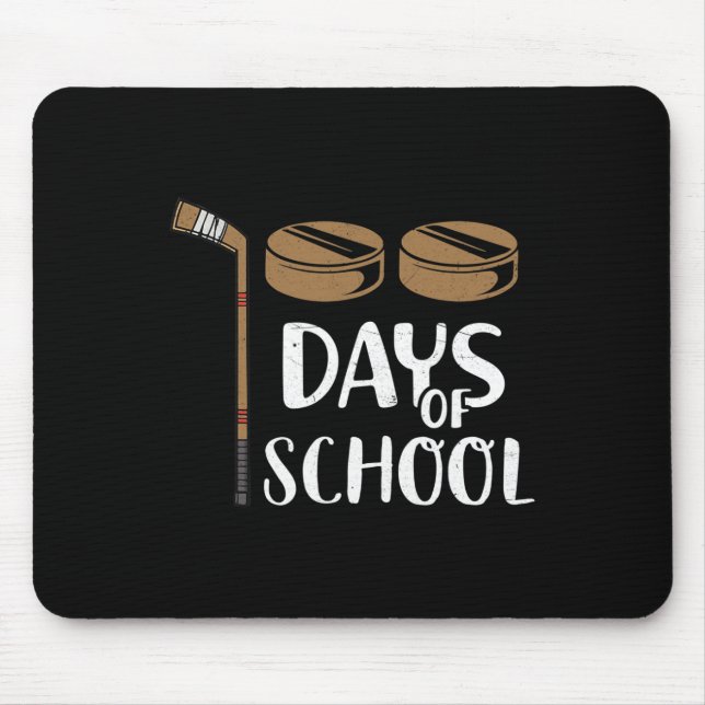 Teachers Students Fun 100th Day Of School Hockey  Mouse Mat (Front)
