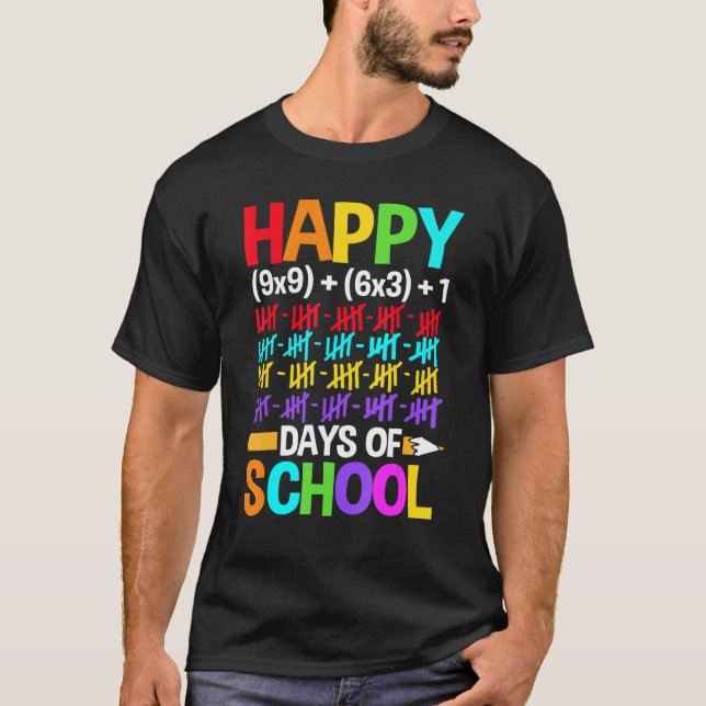 Teachers Students Happy 100 Days of School T-Shirt (Front)