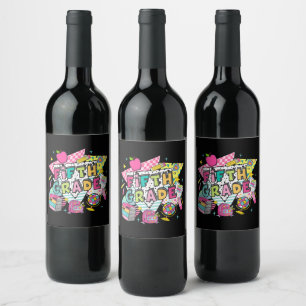 Teachers Students Retro 90s Back To School Wine Label