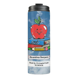 Teachers Students School Books Apple Custom Thermal Tumbler