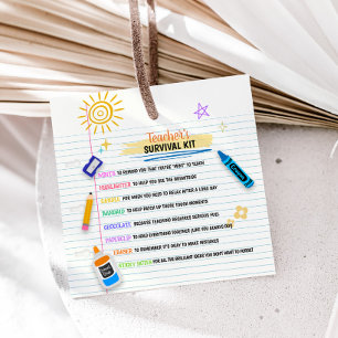 Teacher's Survival Kit Back to School Square Favour Tags