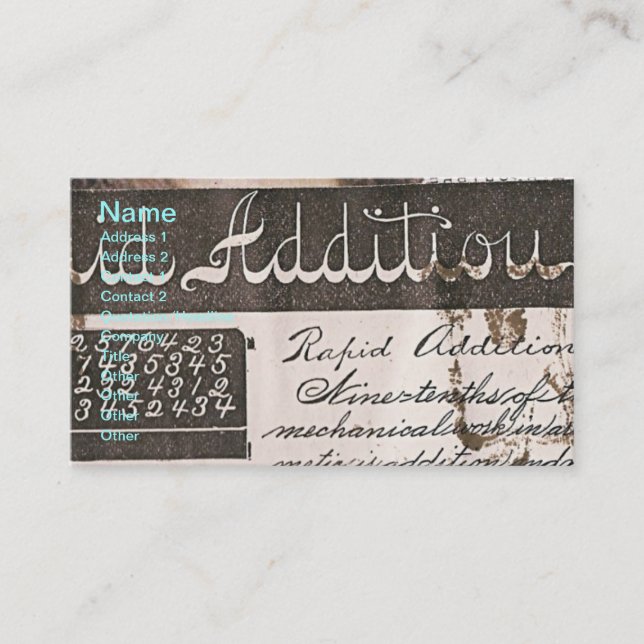 Teacher's Vintage Book Page Business Card (Front)
