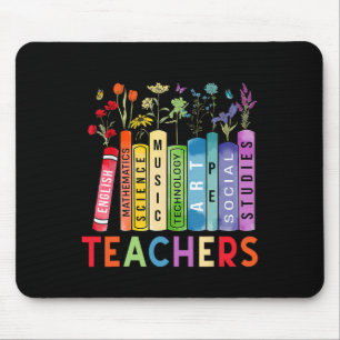 Teachers Vintage Flower Books Subjects Back To Sch Mouse Mat