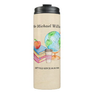 Teachers Vintage Globe Books Retirement Party Thermal Tumbler