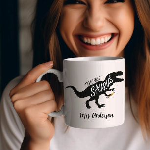 Teachersaurus Funny Teacher Dinosaur Name T Rex Coffee Mug