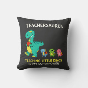 Teachersaurus teacher humour with little dinosaurs cushion