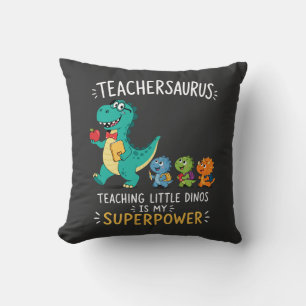 Teachersaurus teacher humour with little dinosaurs cushion