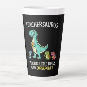 Teachersaurus teacher humour with little dinosaurs latte mug