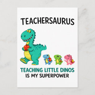 Teachersaurus teacher humour with little dinosaurs postcard