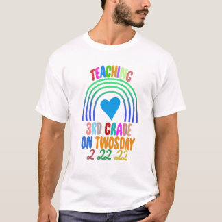 Teaching 3Rd Grade On Twosday School Grade 2022 Fe T-Shirt