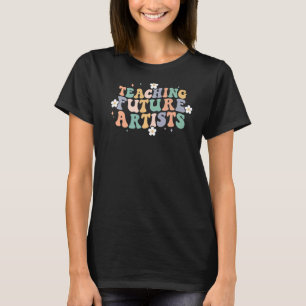Teaching Future Artists Floral Retro Groovy Teache T-Shirt