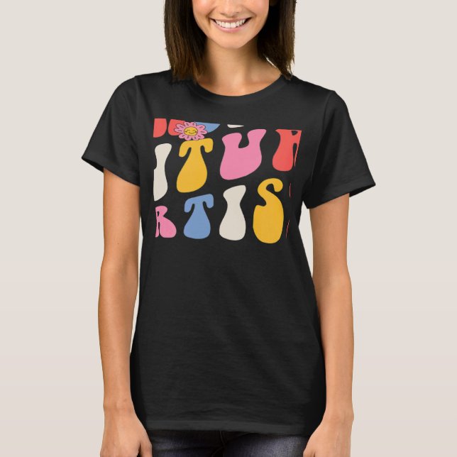 Teaching Future Artists Groovy Retro Back To Schoo T-Shirt (Front)