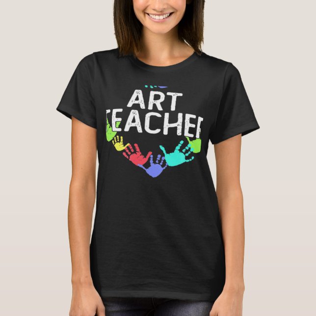 Teaching Future Artists Retro Teacher Back to scho T-Shirt (Front)