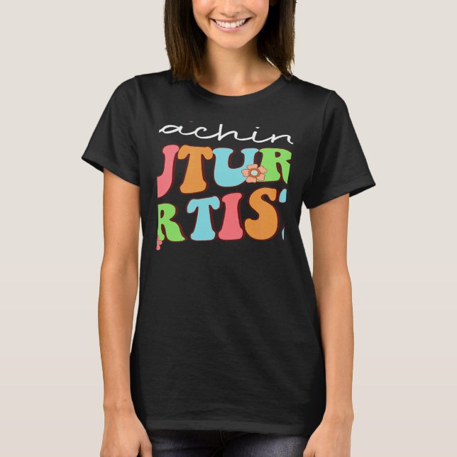 Teaching Future Artists Retro Teacher Students Wom T-Shirt (Front)