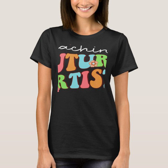 Teaching Future Artists Retro Teacher Students Wom T-Shirt (Front)