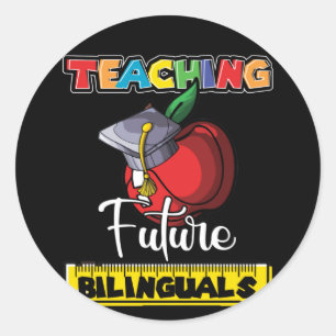 Teaching Future Bilinguals Spanish Teacher Apple Classic Round Sticker
