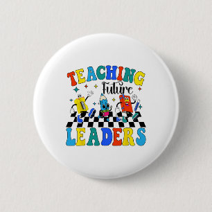 Teaching Future Leaders Groovy Teacher Back To Sch 6 Cm Round Badge